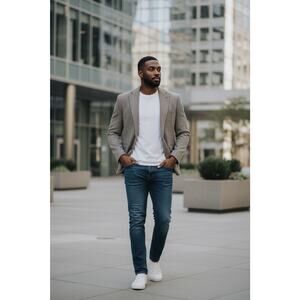 Vintage Liemandt's Tan 42R Harris Scottish Wool Tweed Herringbone Blazer